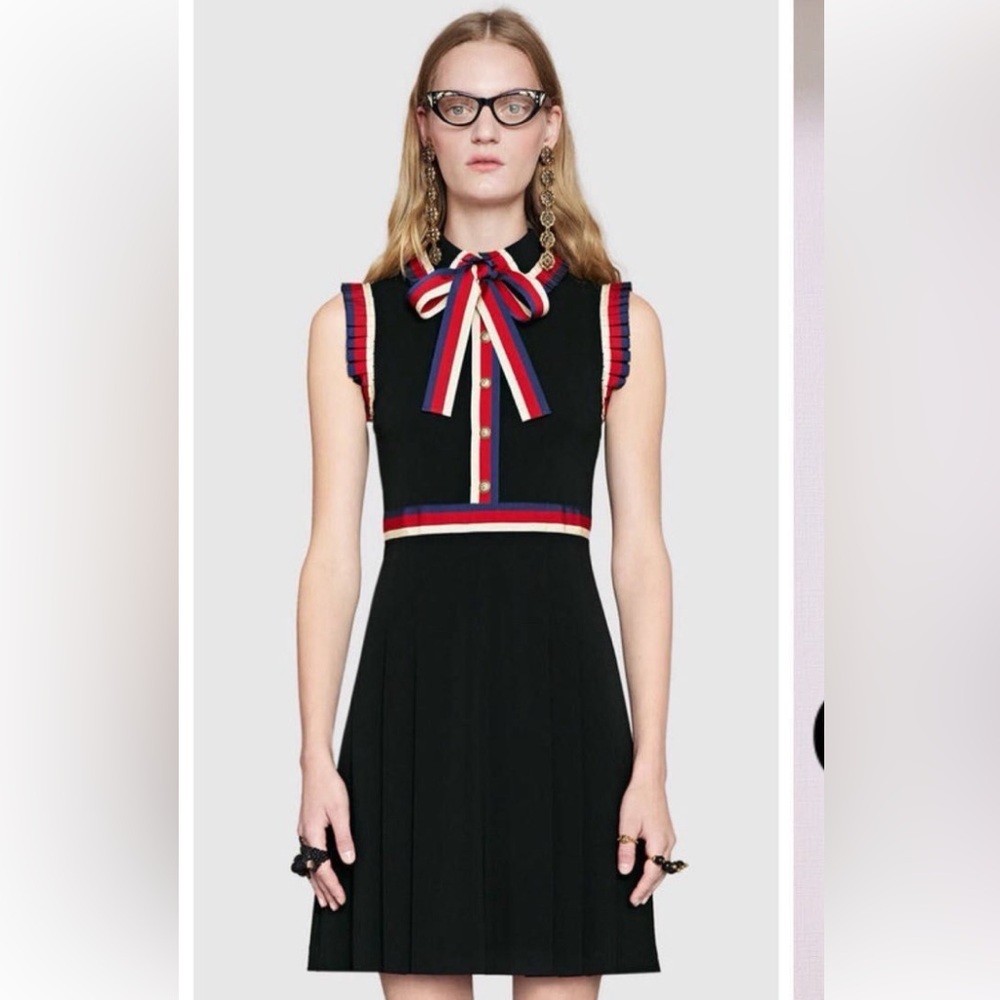 Gucci navy and red A-Line Dress with Peter Pan Collar NWOT